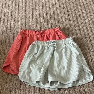 SHEIN XS Women's Ribbed Shorts - Coral and Light Gray